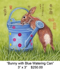 Bunny with Blue Watering Can c