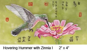 Hovering Hummer with Zinnia I c